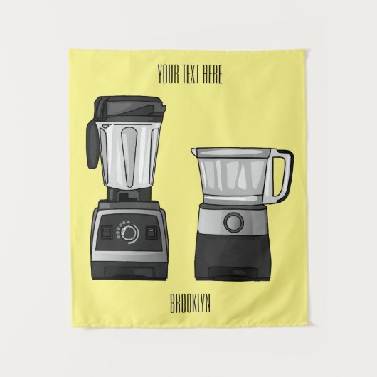 フードプロセッサ&ブレンダー漫画イラストレーション タペストリー (正面)