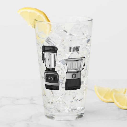 フードプロセッサ&ブレンダー漫画イラストレーション タンブラーグラス (アイス正面)