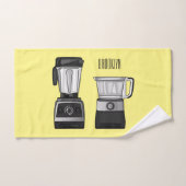 フードプロセッサ&ブレンダー漫画イラストレーション バスタオルセット (ハンドタオル)