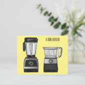 フードプロセッサ&ブレンダー漫画イラストレーション ポストカード (スタンド正面)