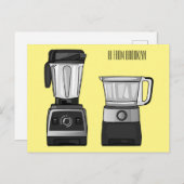 フードプロセッサ&ブレンダー漫画イラストレーション ポストカード (正面/裏面)