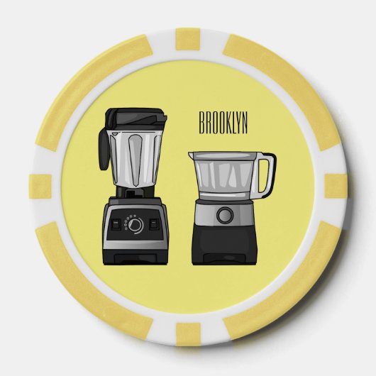 フードプロセッサ&ブレンダー漫画イラストレーション ポーカーチップ (正面)