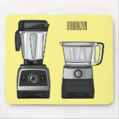 フードプロセッサ&ブレンダー漫画イラストレーション マウスパッド (正面)