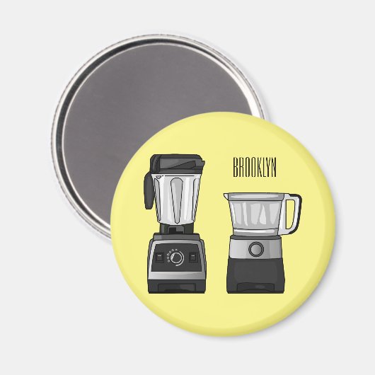 フードプロセッサ&ブレンダー漫画イラストレーション マグネット (正面/裏面)