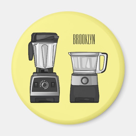 フードプロセッサ&ブレンダー漫画イラストレーション マグネット (正面)