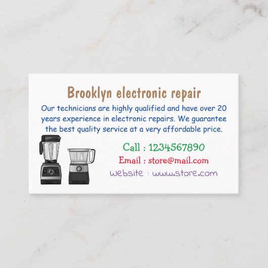 フードプロセッサ&ブレンダー漫画イラストレーション 名刺 (正面)