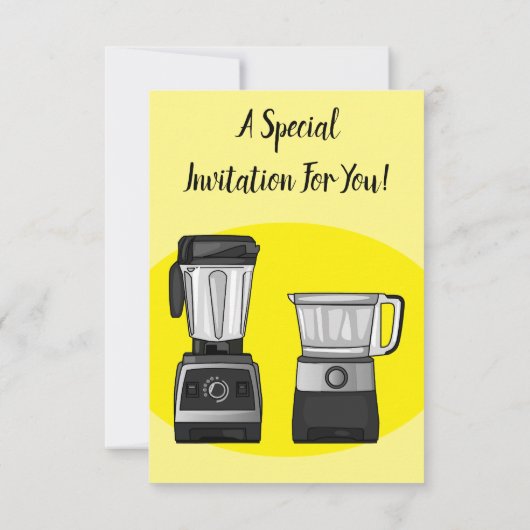 フードプロセッサ&ブレンダー漫画イラストレーション 招待状 (裏面)