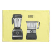 フードプロセッサ&ブレンダー漫画イラストレーション 枕カバー (裏面)