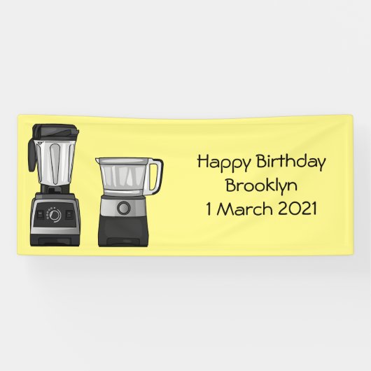 フードプロセッサ&ブレンダー漫画イラストレーション 横断幕 (横)