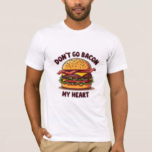 フードプンおもしろいベーコンオーバーチーズバーガーデザイン Tシャツ