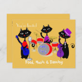 フードミュージック&踊りカッコいい猫パーティー 招待状 (正面/裏面)