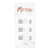 フードメニュー金ゴールドタイポグラフィ大理石価格表 ラックカード (正面)