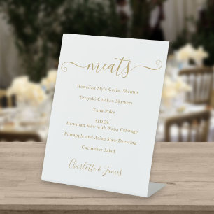 フードメニュー金ゴールド署名スクリプト 台座サイン