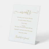 フードメニュー金ゴールド署名スクリプト 台座サイン (正面)