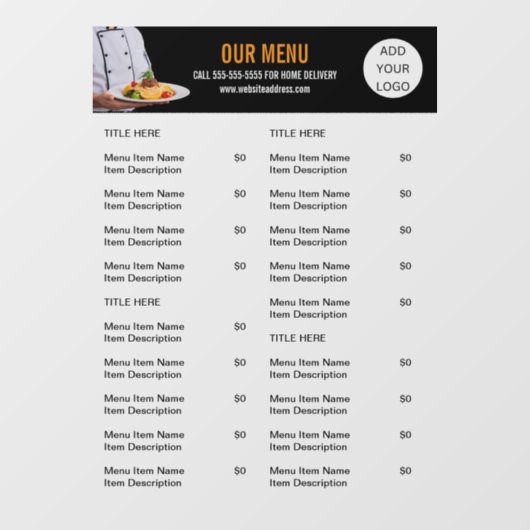 フードメニュー ケータリング レストラン ビジネス ウィンドウサイン (シート)