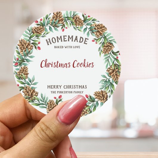 フードメリーパーソナライズされたクリスマスフェスティバルリース ラウンドシール