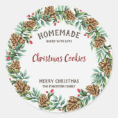 フードメリーパーソナライズされたクリスマスフェスティバルリース ラウンドシール (正面)