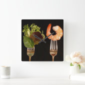 フードラバーキッチンウォールクロック スクエア壁時計 (ホーム)