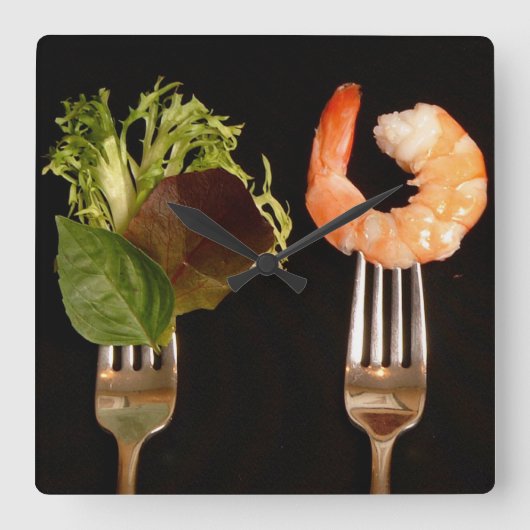 フードラバーキッチンウォールクロック スクエア壁時計 (正面)