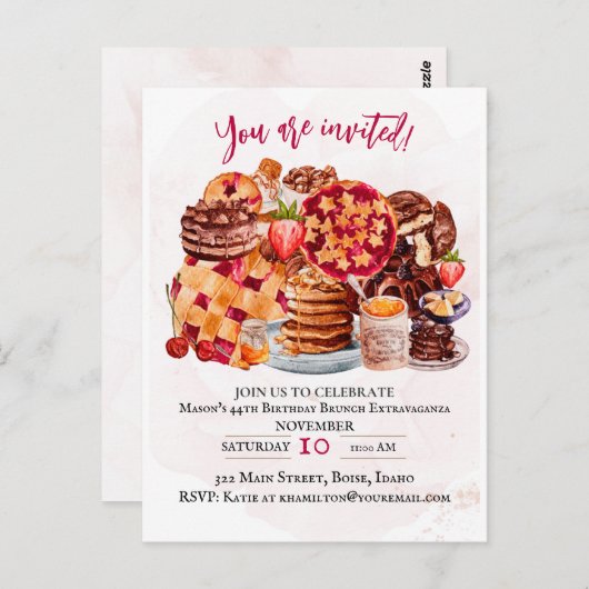 フードラバー、デザートラバーパーティの招待状 ポストカード (正面/裏面)