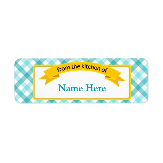 フードラベルのキッチンから – ティール(緑がかった色) ラベル (正面)