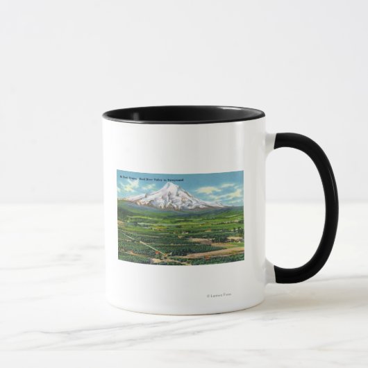フードリバーバレーと山の空中表示 マグカップ (右)