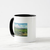 フードリバーバレーと山の空中表示 マグカップ (正面左)
