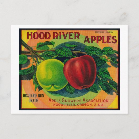 フードリバーApple Crate LabelHood River、または ポストカード (正面)