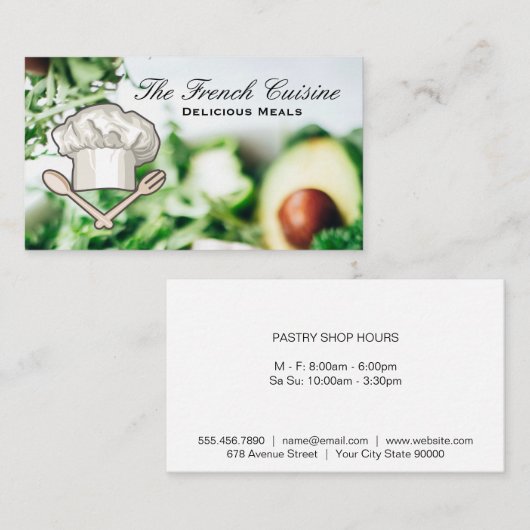 フードレストランサラダ | シェフハットロゴ 名刺 (正面/裏面)