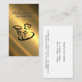 フードロゴを提供するシェフ |メタリック金ゴールド 名刺 (正面/裏面)