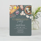 フードワモダンインクリスマスグリーンホリデーパーティー 招待状 (スタンド正面)