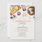 フードワモダンインクリスマスグリーンホリデーパーティー 招待状 (正面)