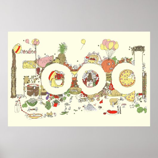 フードワードアートカラフルおもしろいベーキングタイポグラフィ ポスター (正面)