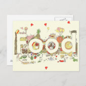 フードワードアートカラフルおもしろいベーキングタイポグラフィ ポストカード (正面/裏面)