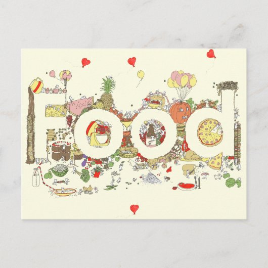 フードワードアートカラフルおもしろいベーキングタイポグラフィ ポストカード (正面)