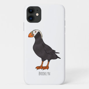 フード付きイッカクの鳥の漫画イラスト iPhone 11 ケース