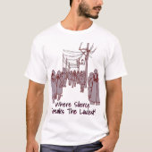 フード付きコートを着た都会の群衆 Tシャツ (正面)