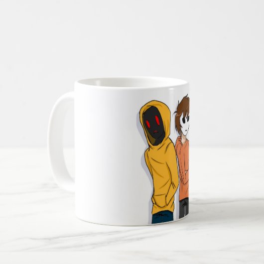 フード付きスウェットシャツおよびMaskyのマグ コーヒーマグカップ (正面左)