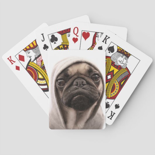 フード付きスウェットシャツのパグ トランプ (裏面)