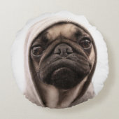 フード付きスウェットシャツのパグ ラウンドクッション (裏面)