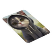 フード付きスウェットシャツの子猫 マグネット (右側)