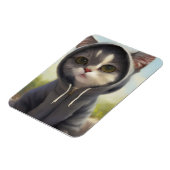 フード付きスウェットシャツの子猫 マグネット (左側)