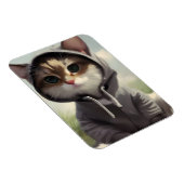 フード付きスウェットシャツの子猫 マグネット (右側)