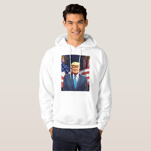 フード付きスウェットシャツデザインバイドナルドトランプスマイル パーカ (正面フル)