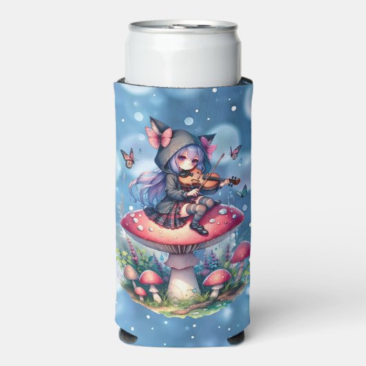 フード付きスウェットシャツ遊のヴァイオラの妖精 スリム缶クーラー (Seltzer正面)