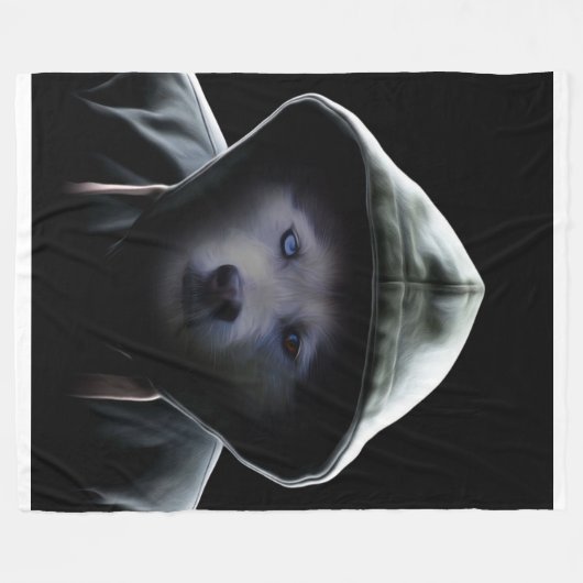 フード付きスウェットシャツ·ハスキー·クールラヴァーズ|贈おもしろいり物のハスキー所有者 フリースブランケット (正面(横))