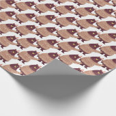 フード付きニット帽をかぶったクマと雪の結晶 ラッピングペーパー (角)