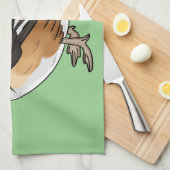 フード付きメルガンザー鳥の漫画イラストレーション キッチンタオル (四つ折り)