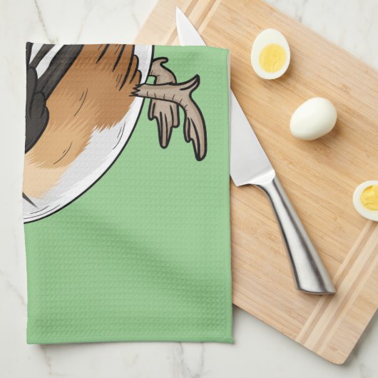 フード付きメルガンザー鳥の漫画イラストレーション キッチンタオル (四つ折り)