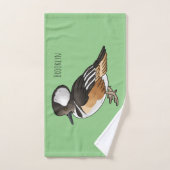 フード付きメルガンザー鳥の漫画イラストレーション バスタオルセット (ハンドタオル)